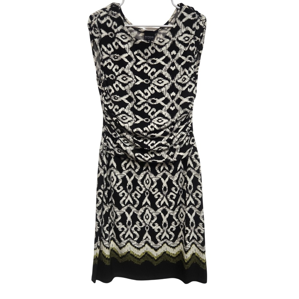 En Focus Studio Women's Brown Cream Ikat Print‎ Sleeveless Sheath Dress 12